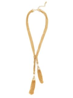 Gold, Pearl, & Crystal Lariat Necklace by LK Jewelry