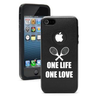 Apple iPhone 5 5S Black 5D3097 Aluminum & Silicone Case Cover One Life One Love Tennis Cell Phones & Accessories