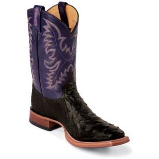 Tony Lama Men's Full Quill Ostrich Cowboy Boot Square Toe Shoes