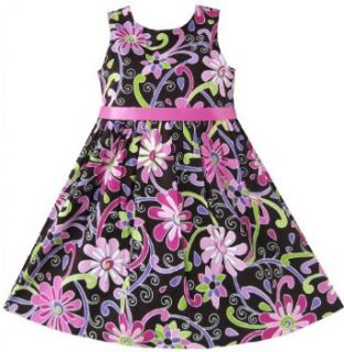 CX93 Girls Dress Purple Paisley Flower Print Kids Sundress Size 6 Clothing