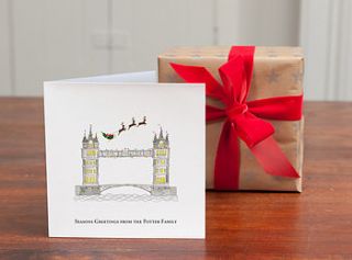 personalised 'tower bridge christmas cards' by honey tree publishing