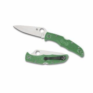 Spyderco Endura Flat Ground Plain Green Frn Handle VG 10 Blade Lock Back With Pocket Clip  Folding Camping Knives  Sports & Outdoors