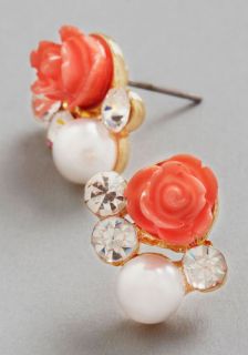 Sashays Gone By Earrings in Coral  Mod Retro Vintage Earrings