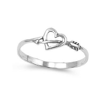 Sterling Silver Cupids Arrow Heart Ring (Size 4   9) Jewelry