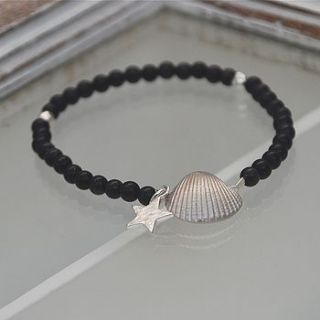 handmade scallop shell and onyx bracelet by penelopetom direct ltd