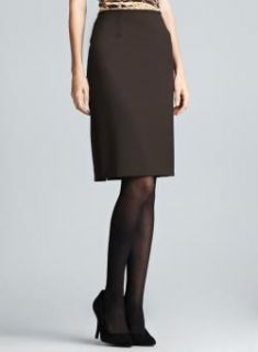Tahari Brown Single Vented Anderson Skirt Tahari ASL Mid length Skirts