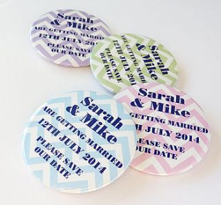 chevron personalised save the date magnets by little cherub design