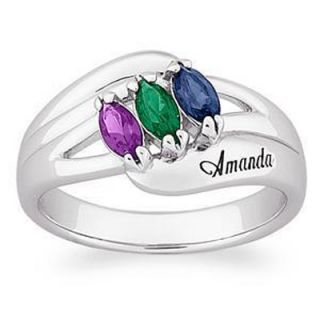 Daughters Marquise Simulated Birthstone Ring in Sterling Silver (1