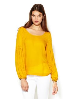 Crepe Pleated Bishop Sleeve Blouse by The Addison Story