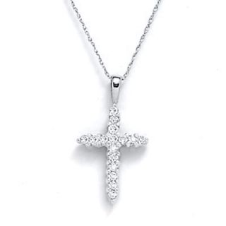 brilliant value 1 5 ct t w diamond cross pendant in 10k white gold