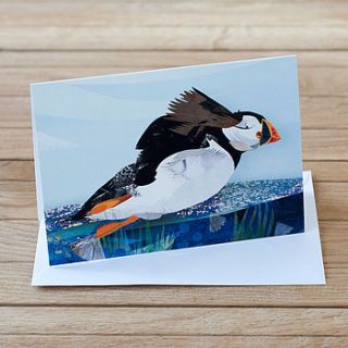 puffin at sea greetings card by kate slater