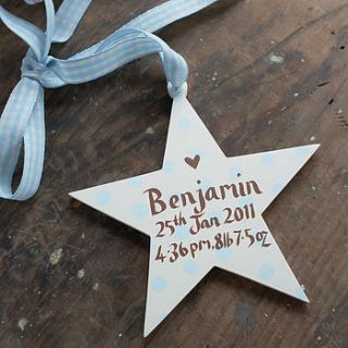 personalised new baby boy birth date star by moobaacluck