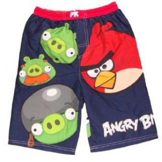 Angry Birds  Birds and Pigs Boys Swim Trunks (7, Navy) Fashion Swim Trunks Clothing