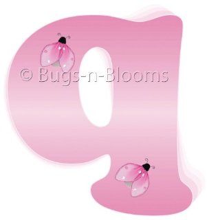"q" Pink Ladybug Alphabet Letter Name Wall Sticker   Decal Letters for Children's, Nursery & Baby's Room Decor, Baby Name Wall Letters, Girls Bedroom Wall Letter Decorations, Child's Names. Ladybugs Lady Bug Mural Walls Decals Bab
