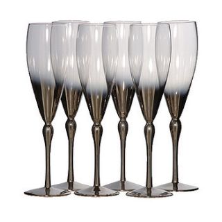 silver plated champagne flutes   set of six by the orchard