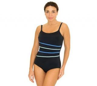 Fit 4 U Colorblock Stripes One piece Swimsuit —