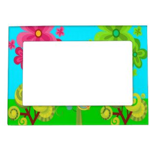 Whimsical Summer Lollipop Tree Colorful Forest Picture Frame Magnets