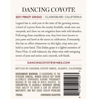 2011 Dancing Coyote Pinot Grigio 750ml Wine