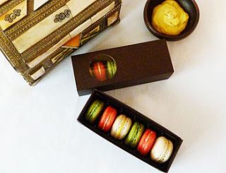 box of six assorted french macarons by meringues & more