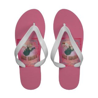 Modern Vintage West Virginia State Map  Candy Pink Sandals