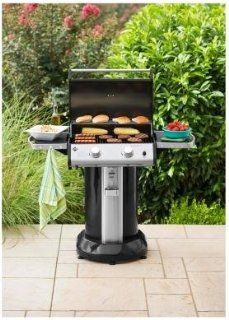 Compact Propane Patio Grill with Grill Cover   Black with Chrome Accents  Patio, Lawn & Garden