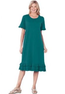 Women's Plus Size Knit trapeze dress with ruffles sleeves and hem