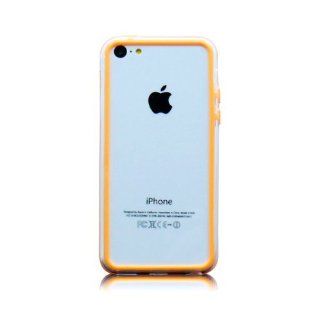 Premium TPU Frame Bumper Skin Case Cover with Botton for Iphone 5C   Orange with DT Stylus Pen and Screen Protector Cell Phones & Accessories