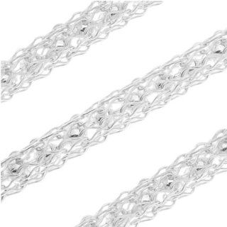 SilverSilk Capture 3mm Silver Knit Over Silver Ball Chain Core   By The Foot