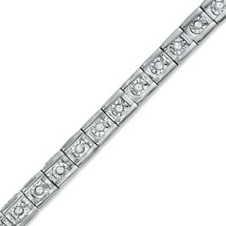 Lab Created White Sapphire Tennis Bracelet in Sterling Silver   7.5
