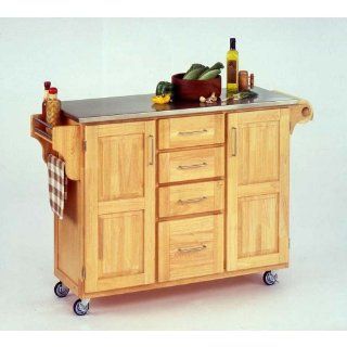 Shop Kitchen Cart with Stainless Steel Top (Natural) (36"H x 52.5"W x 18"D) at the  Furniture Store