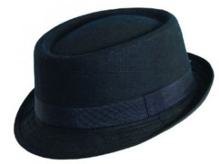 Textured Linen Porkpie Flat Top Hat (Large) at  Mens Clothing store