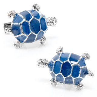 Silver and Blue Enamel Turtle Cufflinks CLI RR 480 BL Jewelry