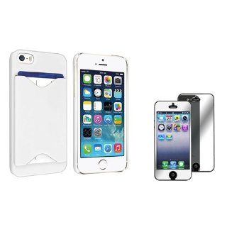 eForCity White with Card Holder Hard plastic Case with FREE Mirror Screen Protector compatible with Apple® iPhone® 5 / 5S Cell Phones & Accessories