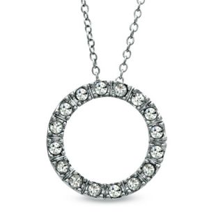 Crystal Circle Pendant in White Rhodium Plated Brass   16   Zales