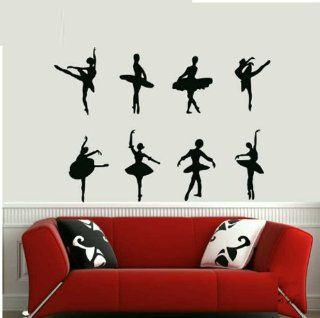 Dancer Ballet 8 Beauty Wall Decal Sticker Living Room Stickers Vinyl Removable Wide 100 Cm High 135cm Black Color  