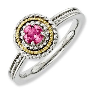 Stackable Expressions™ Rope Framed Pink Tourmaline Ring in Sterling