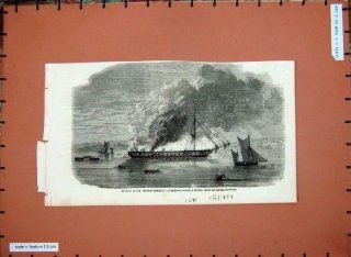 1859 Burning Eastern Monarch Spithead Haslar Hospital   Prints