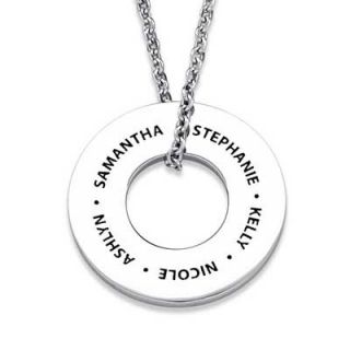 Round Disc Family Pendant in Stainless Steel   20 (5 Names)   Zales