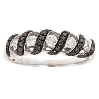 CT. T.W. Enhanced Black and White Diamond Five Stone Wrap Band in