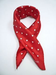 small silk square scarf red heart by somerville scarves