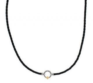 Barbara Bixby Sterling/18K Braided Leather 20 Cord Necklace —