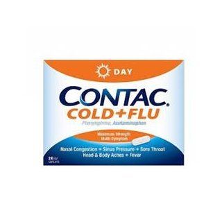 Contac Cold + Flu,  Maximum Strength Non drowsy Formula, 24  Caplets,  (Pack of 2) Health & Personal Care