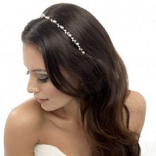 crystal and pearl wedding headband by radiance boutique