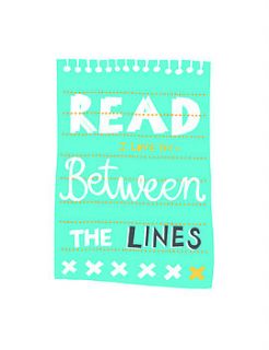 'read between the lines' screen print by mary fellows