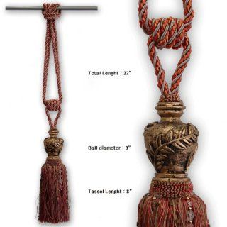 Shop Antique Laurel Head Tassel Curtain Tie Back (Set of 2)   WINE at the  Home Dcor Store. Find the latest styles with the lowest prices from Best Home Fashion