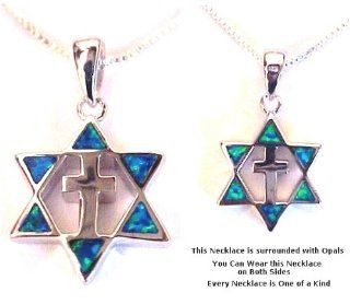 Silver Plate Star & Cross Necklace Women's Men's Spiritual Religious Holy Land Jewelry Jewelry