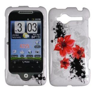White Red Flower Hard Cover Case for HTC Wildfire Cell Phones & Accessories