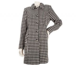Kris Jenner Kollection Houndstooth Button Front Coat —