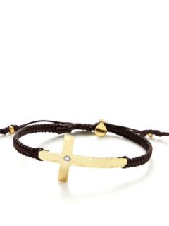 Cross & Brown Cord Bracelet by Tai Jewelry