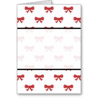 Red Ribbon Bow Pattern on White. Greeting Cards